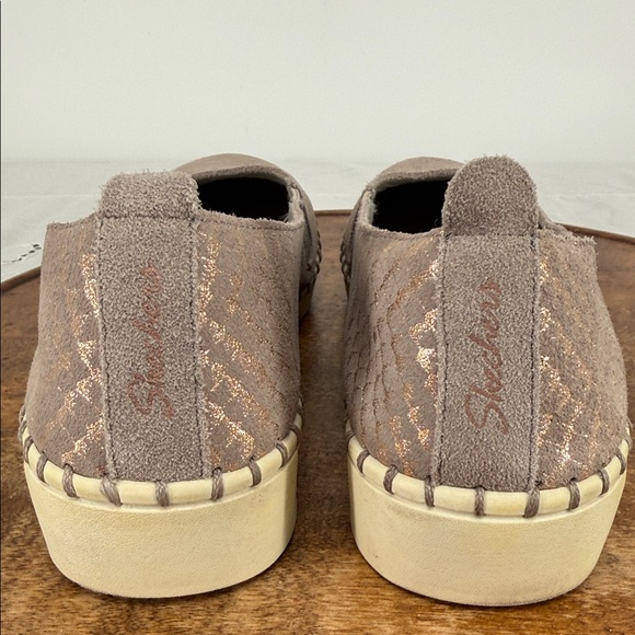 Skechers Shoes Wm 10 Sepulveda 2 Ballet Flat Sneaker Metallic Summer Sheen Taupe - Picture 5 of 11